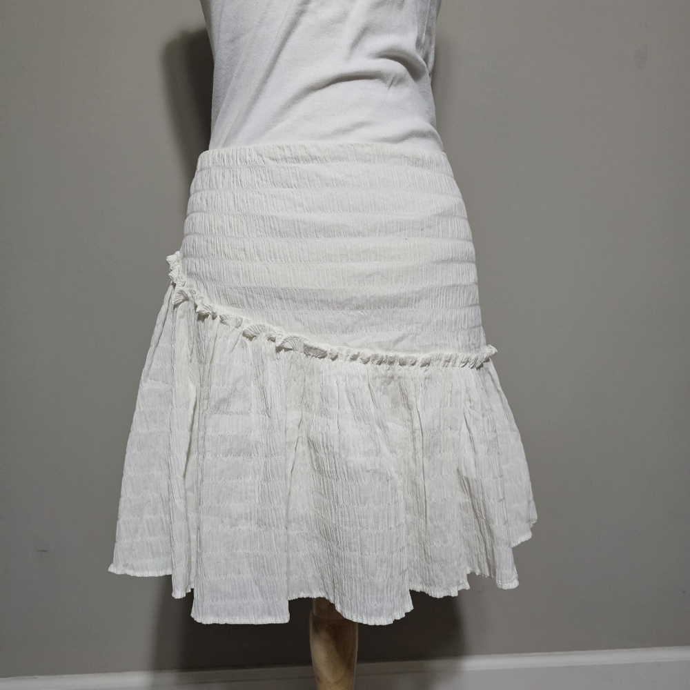 Mi Ami White Cotton Tiered Mini Skirt Small
